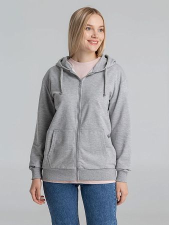 Толстовка на молнии с капюшоном Unit Siverga, серый меланж, размер S