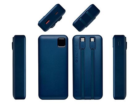 Внешний аккумулятор со встроенными кабелями «Фрэйм Про», быстрая зарядка, 20000мач