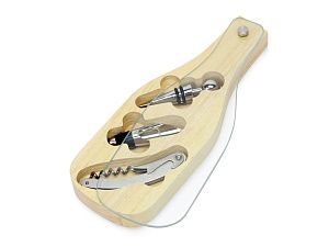 Набор аксессуаров для вина со стеклянной крышкой «Pinotage», цвет: натуральный, серебристый