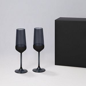 Подарочный набор 2 бокала для шампанского Black Edition в черной коробке