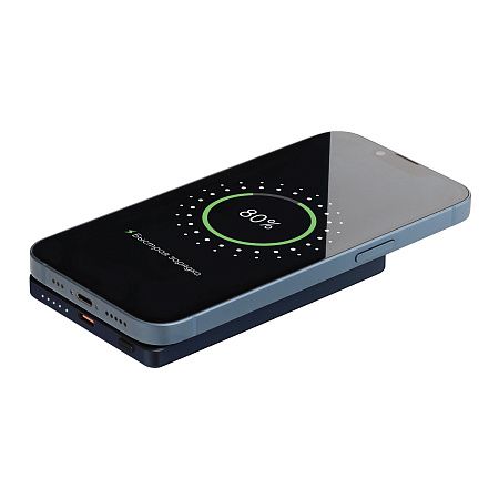 Внешний аккумулятор Атлантис (Atlantis) PD 5000mAh с функцией беспроводной зарядки 15W, синий