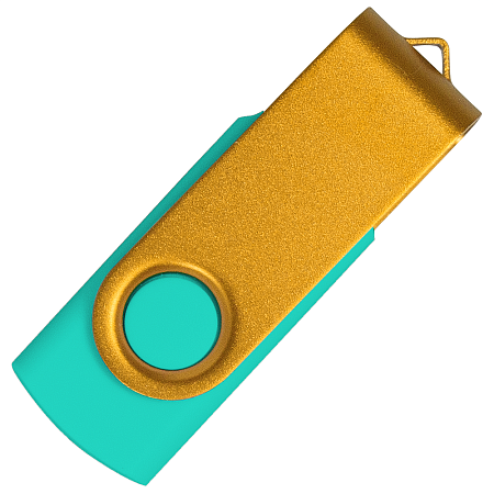 Флеш накопитель USB 2.0 Twister Сolor Mix 16GB, пластик Софт Тач/металл, бирюзовый/желтый
