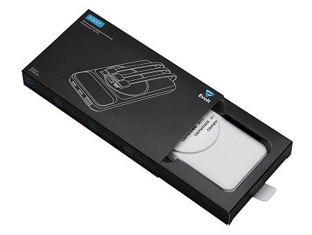 Магнитный беспроводной внешний аккумулятор со встроенными кабелями «Мэни», 10000 мАч