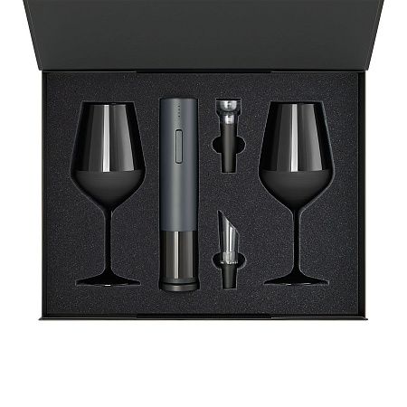 Подарочный набор 2 бокала для вина Black Edition + набор для вина Sacramento в черной коробке