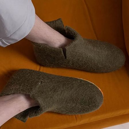 Домашние валенки Wild, зеленые (олива), размер 47