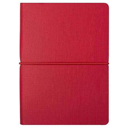 Блокнот А6 Van Diemen, со стикерами, в гибкой обложке c резинкой в линейку, красный
