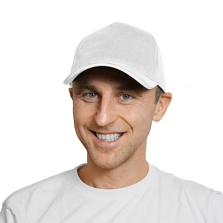 Кепка 5- панельная Salerno Heavy 350,  c белым сендвичем, белая