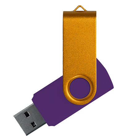 Флеш накопитель USB 2.0 Twister Сolor Mix 16GB, пластик Софт Тач/металл, фиолетовый/золотистый