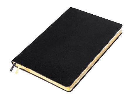 Ежедневник Flexy Pristine A5 в гибкой обложке,  недатированный,  черный с золотым срезом