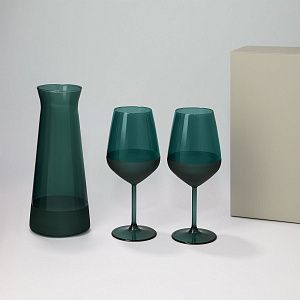 Подарочный набор декантер + 2 бокала для вина Эмеральд (Emerald) в серой коробке