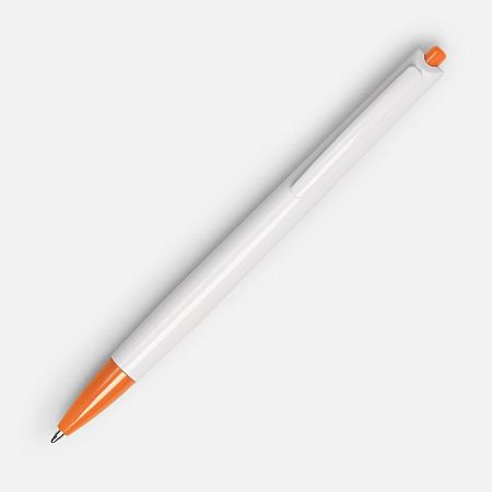 Ручка шариковая Tick, белая с оранжевым