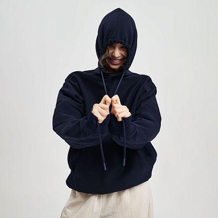 Худи релакс унисекс ADVENTURE, темно-синий, размер XS/S