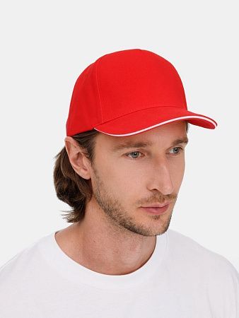 Бейсболка Classic 2.0, красная с белым кантом