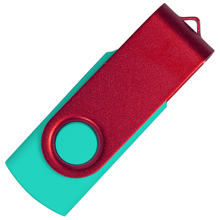 Флеш накопитель USB 2.0 Twister Сolor Mix 16GB, пластик Софт Тач/металл, бирюзовый/красный