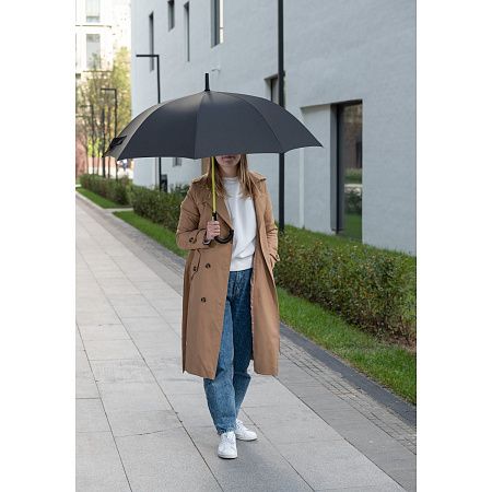 Зонт-трость Квантум (Quantum), черный/салатовый