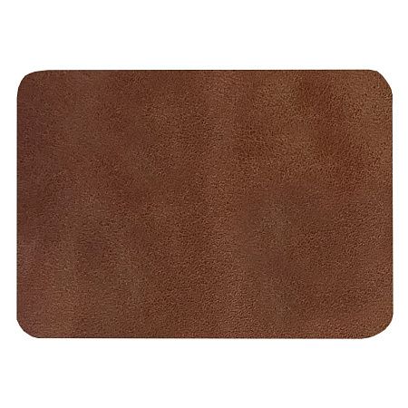 Шеврон Rectangle Smooth Leather размер 50*70 мм, коричневый, со скругленными углами