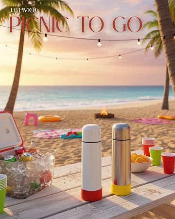 Термос Picnic Silver To Go, серебристый/жёлтый
