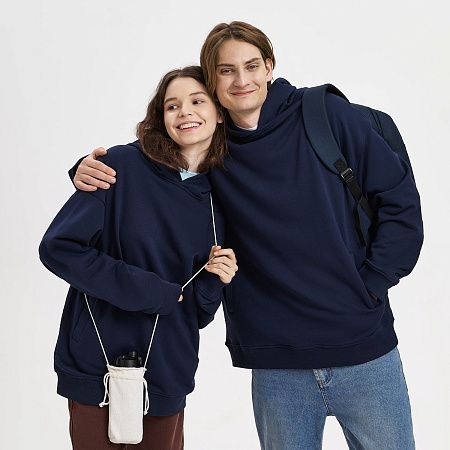 Худи оверсайз унисекс FUSION, темно-синий