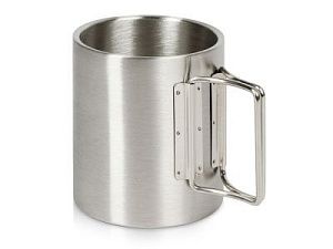 Стальная кружка со складными ручками «Kamchatka», цвет: серебристый