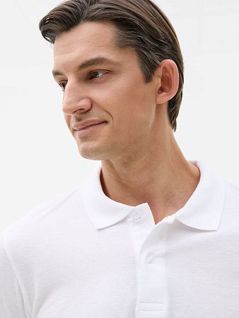 Рубашка поло мужская с длинным рукавом Perfect LSL Men, белая, размер XXL