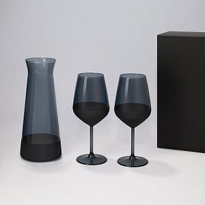 Подарочный набор декантер + 2 бокала для вина Black Edition в черной коробке