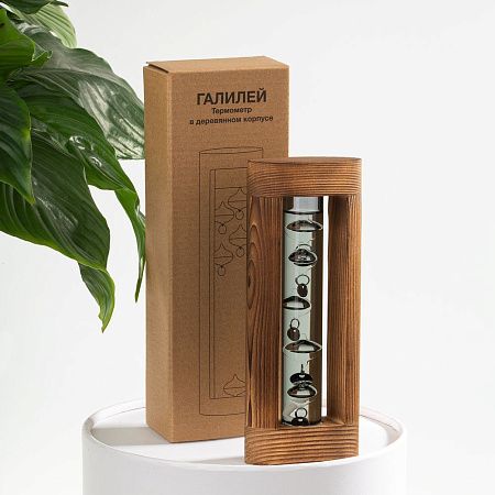 Термометр «Галилей» в деревянном корпусе, серый