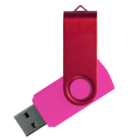Флеш накопитель USB 2.0 Twister Сolor Mix 16GB, пластик Софт Тач/металл, розовый/красный