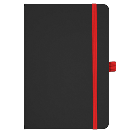 Блокнот Forest  Alfa Polo  Soft А5, недатированный, в твердой обложке, с красной резинкой и петлей для ручки, черный