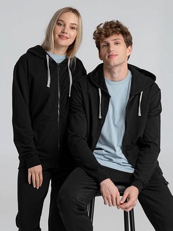 Толстовка на молнии с капюшоном Unit Siverga, черная, размер XS