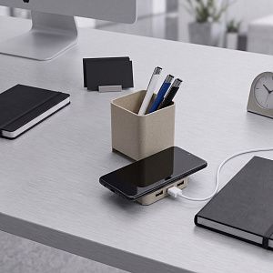 Настольный органайзер Cubic с функциями USB-хаба и беспроводной зарядки
