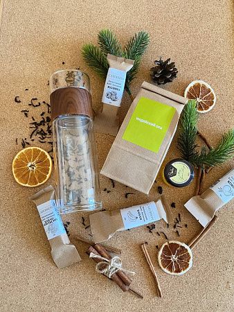  Подарочный набор "Чай вдвоём": чай, мед-суфле, батончики малина/банан/какао-апельсин