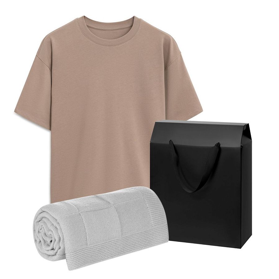 Набор с одеждой RUST (футболка, плед), мокко/серый, 3XL/4XL