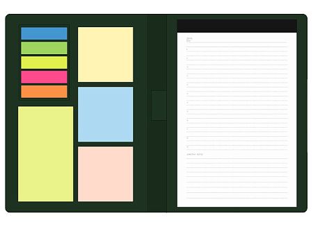 Блокнот А5 Tasmania,  в твердой обложке со стикерами в линейку, зеленый