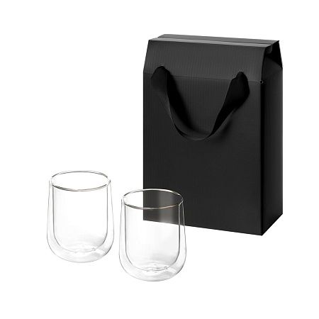 Подарочный набор 2 стеклянных стакана Lungo в коробке-пакете