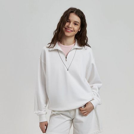 Толстовка на молнии унисекс Флоу (Flow), белая, размер 5XL/6XL