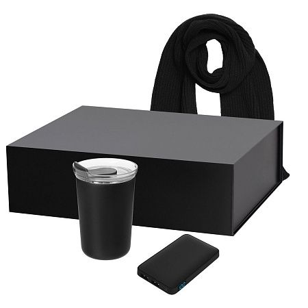 Подарочный набор Strada, Ancor, Forges, черный (термокружка, аккумулятор, шарф)