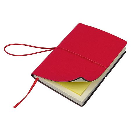 Блокнот А6 Van Diemen, со стикерами, в гибкой обложке c резинкой в линейку, красный