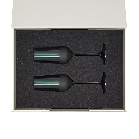 Подарочный набор 2 бокала для шампанского Эмеральд (Emerald) в серой коробке