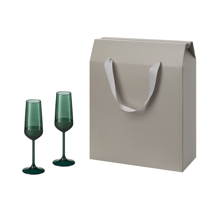 Подарочный набор 2 бокала для шампанского Эмеральд (Emerald) в большом подарочном пакете