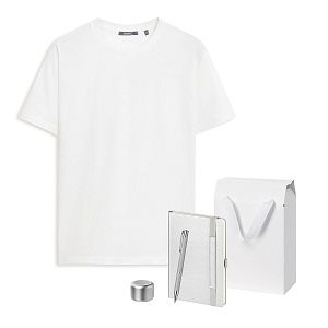 Набор с одеждой KRIS (футболка, колонка, ежедневник, ручка), серебряный, XL