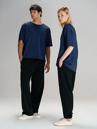 Футболка оверсайз унисекс Vozduh, темно-синяя, размер M/L