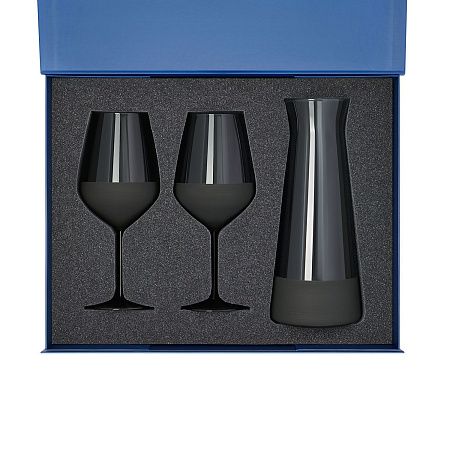 Подарочный набор декантер + 2 бокала для вина Блэк Эдишн (Black Edition) в синей коробке