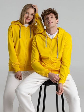 Толстовка на молнии с капюшоном Unit Siverga, желтая, размер 4XL