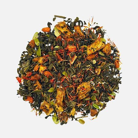 Чай «Сокочай», зеленый с соком ананаса, облепихой, толокнянкой и сафлором