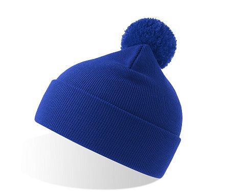 Шапка вязаная  двойная Wind-S c помпоном