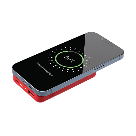 Внешний аккумулятор Largo PD 5000mAh с функцией беспроводной зарядки 15W, красный