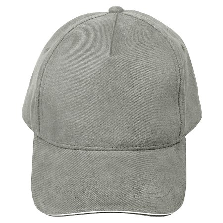 Кепка 5- панельная Salerno Heavy 350,  c белым сендвичем, серая