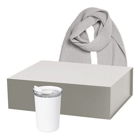 Подарочный набор Страда (Strada), Форгес (Forges), белый (термокружка, шарф)