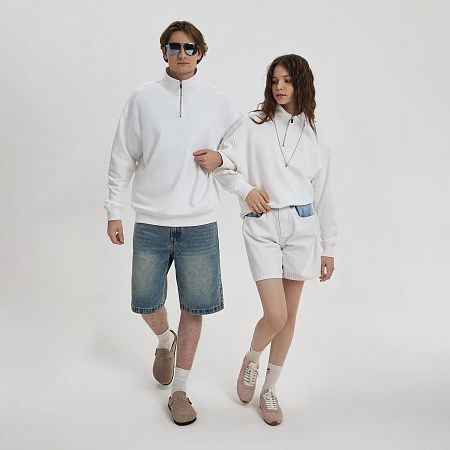 Толстовка на молнии унисекс Флоу (Flow), белая, размер 5XL/6XL