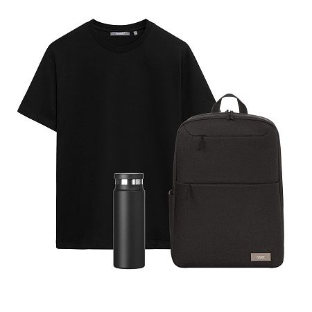 Набор с одеждой Крис (KRIS) (футболка, рюкзак, бутылка), черный, M
